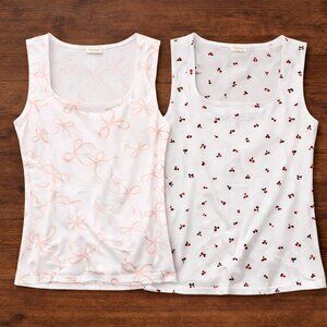 Free Kisses Tank Top Bundle Bow Print & Cherry Print NWT 1X